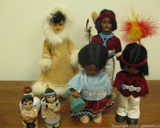 6 pc Native American Doll Figure Set