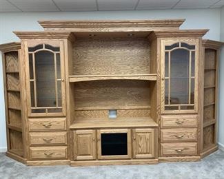 Amish Custom Made Solid Oak Wall Unit