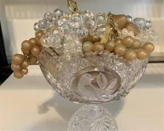 Crystal Footed Bowl with Fruit