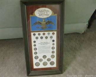 Framed Set of United States Coins of the 20th Century
