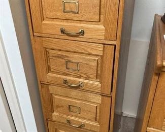 Golden Oak 4 Drawer File Cabinet