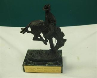 Vintage Small Remington Repro Bronze Statue on Award