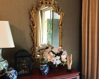 Stunning antique gilded mirror & lovely dresser