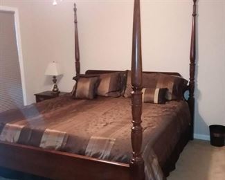Carved King Size 4 Poster Rice Bed Mattress and Box Springs Included