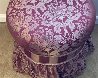 Burgundy and Gold Cushioned Vanity Stool