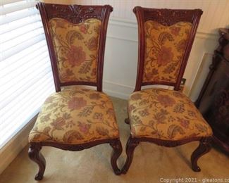 High End Carved Mahogany Formal Dining Side Chairs