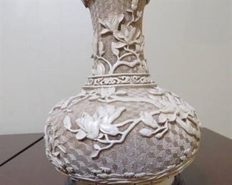 Ornate Brass and Resin Asian Vase Amart Imports on Wooden Stand