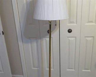 Stately Brass Finish Candlestick Floor Lamp with White Shade
