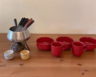 Fondue Set and Essential Home Bowls with Mugs