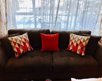 Microfiber fabric chocolate brown sofa