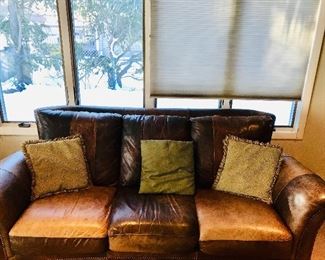 3-seater brown leather sofa