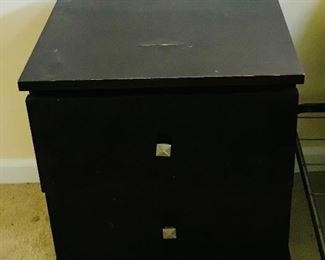 2-drawer black bedside table
