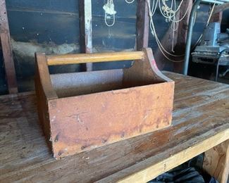 Small Wood  Carpenters Tool Caddy Box