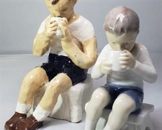 B&G Royal Copenhagen Bing & Grondahl Figurine #1713 "Victor" and Amateur Artist Recreation