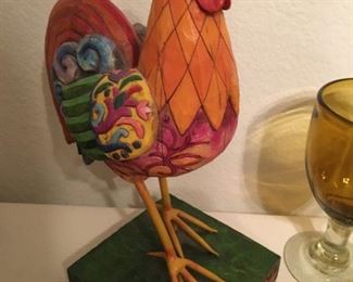 Cute wooden carved rooster