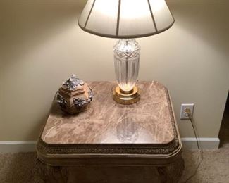 Marble Top Golden End Table