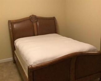 Hooker Wooden Leather Nail Head Queen Bed, Mattress and Box Spring Not Included