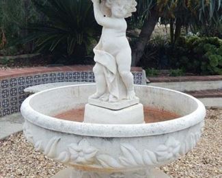 $450 Large Fountain #1 - 65" Tall 50" across bowl and boy is 35" tall comes apart in three pieces ONLY ONE AVAILABLE
