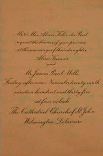 1935 DuPont Wedding Invitation