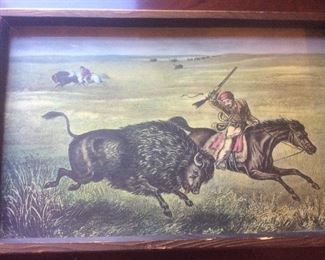 Vintage buffalo hunt art