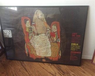 Egon Schiele framed poster, Mother with Two Children, protege of Gustav Klimt