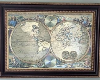 Double hemisphere world map wall decor