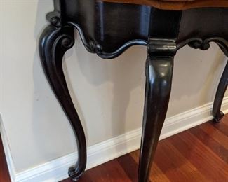 Side view of demilune table
