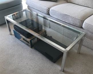 Silver chrome and glass coffee table