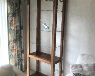 6 shelf, wood and glass display piece
