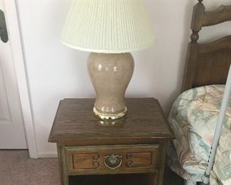 Bedside table, lamp