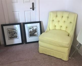 Yellow Upholstered accent chair