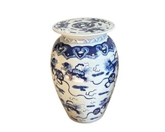 Blue and White Chinoiserie Garden Stool