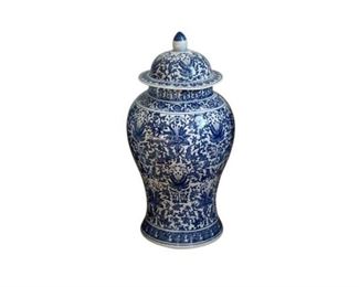 Blue and White Temple Jar, Floral Motif