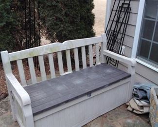 Hard plastic bench with storage