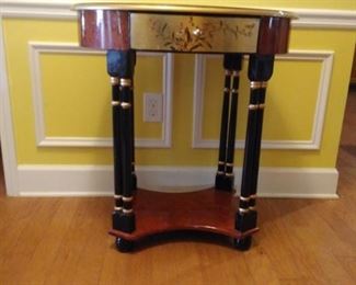 $175.00. Hand painted oval table, front drawer lined