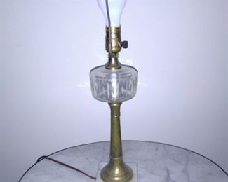 2 of 2 brass and glass lamp with marble base
