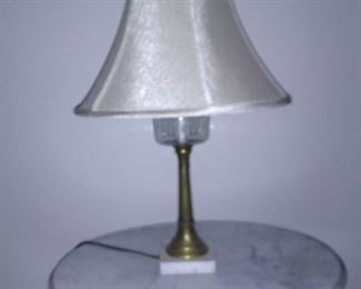 Brass, glass lamp with marble base