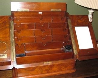 English Walnut Stationery Cabinet Writing Desk Military Army Navy Csl Makers Circa 1895