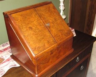 English Walnut Stationery Cabinet Writing Desk Military Army Navy Csl Makers Circa 1895