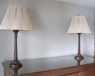 Matching lamps with 2 sets of shades including dragonfly pattern