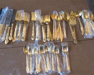 Gold tone flatware