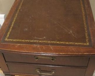 Vintage leather top end table