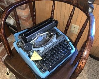 WOOD CHAIR, TYPEWRITER