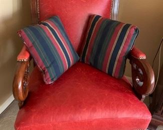 RED LEATHER ARM CHAIR