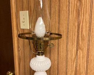 Milk glass dresser lamp