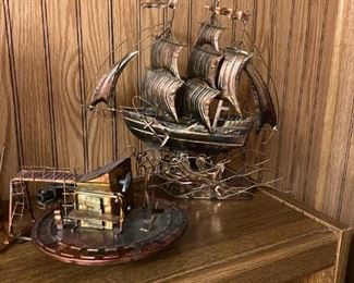 Decorative Copper musical ship and train