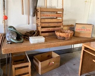 Work table, vintage crates