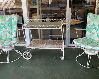 Homecrest mid century patio chairs, teacart