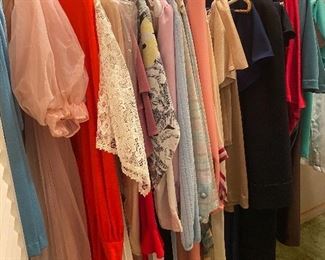 Closet with vintage ladies clothing