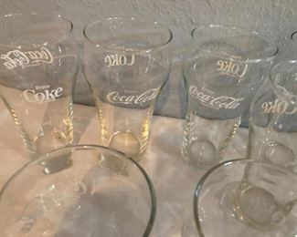 set  of larger sized coca cola glasses 